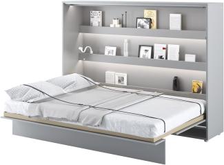 MEBLINI Schrankbett Bed Concept - Wandbett mit Lattenrost - Klappbett mit Schrank - Wandklappbett - Murphy Bed - Bettschrank - BC-04 - 140x200cm Horizontal - Grau Matt