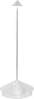 Zafferano, Pina Lampe mit Silberblatt, Kabellose wiederaufladbare Tischleuchte mit Touch Control, Verwendbar als Innenleuchte, Dimmer, 2200-3000 K, Höhe 29 cm