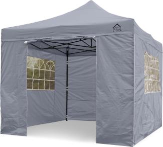 All Seasons Gazebos 3x3m vollständig wasserdichtes Faltpavillon mit 4 Seitenteilen - Metallisch Grau