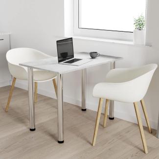 80x60 | Esszimmertisch - Esstisch - Tisch mit Chrombeinen - Küchentisch - Bürotisch | Beton
