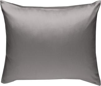 Bettwaesche-mit-Stil Mako-Satin / Baumwollsatin Bettwäsche uni / einfarbig dunkelgrau Kissenbezug 40x40 cm