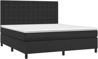 vidaXL Boxspringbett mit Matratze Schwarz 180x200 cm Kunstleder