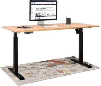 HighDesk SMART Höhenverstellbarer Schreibtisch (Schwarz + Buche I 180 x 80 cm) - Elektrischer Sitz- & Stehtisch mit Tischplatte - Stehschreibtisch Elektrisch Höhenverstellbar - von Krieg