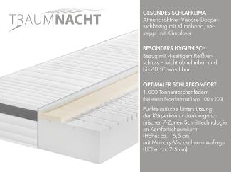 Traumnacht Komfort 7-Zonen Memoryschaum-Matratze, Härtegrad 3 (H3), 140 x 190 cm