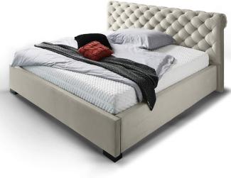 Bett mit Bettkasten ELSA-Classic Samt Stauraumbett (140x200 cm, Altweiß)