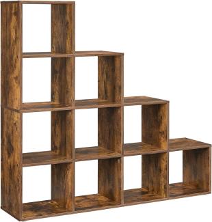 VASAGLE Bücherregal bzw. Raumteiler mit 10 Würfel-Fächern, aus Holz, braun