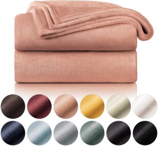 Blumtal Kuscheldecke aus Fleece - hochwertige Decke, Oeko-TEX® Zertifiziert in 220 x 240 cm, Kuscheldecke flauschig als Sofadecke, Tagesdecke oder Winterdecke, Dusty pink - rosa