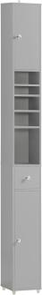 SoBuy BZR34-HG Badezimmer Hochschrank mit 5 Fächern Badschrank Badregal mit 1 Schublade und Türen Badmöbel Hellgrau BHT ca: 20x180x20cm
