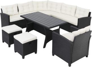 CASARIA® XXL Polyrattan Sitzgruppe Lounge Set WPC Garten Tisch Schwarz