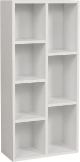 Furni24 Bücherregal mit 7 Fächern, Holzregal, Würfelregal, Aufbewahrungsregal, weiß, 49,5x24x106h