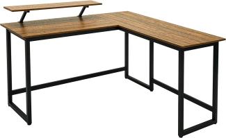 Meerveil Computertisch, Holzwerkstoff, Braun-schwarz, 140 x 130 x 76 cm