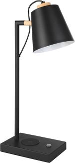 Eglo 900626 Tischleuchte LACEY-QI Stahl schwarz, creme LED 5,5W 3000K L:24cm B:13. 5cm H:50cm mit Touchdimmer und QI Charger