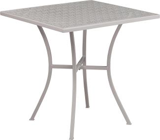Flash Furniture Oia handelsüblicher Qualität | Outdoor Stahl quadratisch Terrassentisch, Metall, hellgrau, 28" Square
