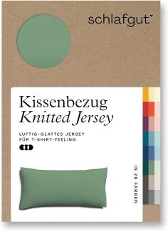 Schlafgut Knitted Jersey Bettwäsche | Kissenbezug einzeln 40x80 cm | green-mid
