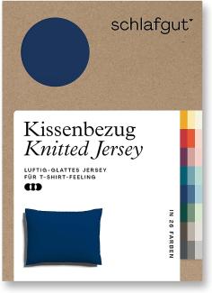 Schlafgut Knitted Jersey Bettwäsche | Kissenbezug einzeln 60x80 cm | blue-deep