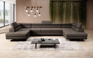 Designer Sofa Positano mit Schlaf und Klappfunktion (Stoff) Braun