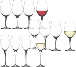 Spiegelau Authentis Bonus Pack, 12-tlg, 4 x Bordeauxglas, Rotweinglas, 650 ml, 4 x Weißweinglas, 420 ml, 4 x Champagnerglas, Kristallglas, 270 ml, 4400192