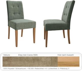 4x Stuhl Agnes 1 ohne Griff Varianten Polsterstuhl Massivholzstuhl Buche natur lackiert, Elisa Irish Creme