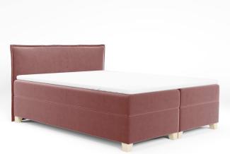 Boxspringbett Fren mit 2 Bettkästen - Doppelbett mit Bonell-Matratze und Topper, Polsterbett, Bett mit Holzfüße, Schlafzimmer (Pink (Kronos 29), 140 x 200 cm)