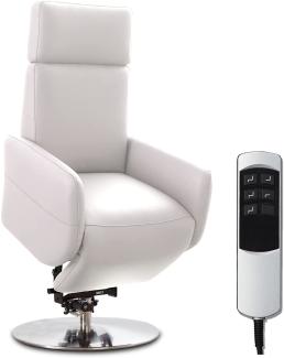 Cavadore 'Cobra' TV-Sessel/Fernsehsessel mit 2 E-Motoren, Akku und Aufstehhilfe/Relaxfunktion, Liegefunktion Weiß Ergonomie S
