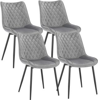 WOLTU 4 x Esszimmerstühle 4er Set Esszimmerstuhl Küchenstuhl Polsterstuhl Design Stuhl mit Rückenlehne, mit Sitzfläche aus Samt, Gestell aus Metall, Hellgrau, BH209hgr-4