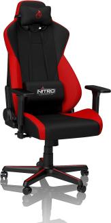 NITRO CONCEPTS S300 Gamingstuhl - Ergonomischer Bürostuhl Schreibtischstuhl Chefsessel Bürostuhl Pc Stuhl Gaming Sessel Stoffbezug Belastbarkeit 135 Kilogramm - Inferno Red (Rot)