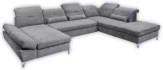 Couch MELFI R Sofa Schlafcouch Wohnlandschaft Schlaffunktion dunkelgrau U-Form
