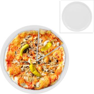 2erset Pizzateller Jumbo-Teller Ø32,5cm Servier Tafel Pizza Porzellan Grill rund blanko weiß Gastro