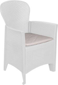 DMORA Sessel mit Rattan Effekt, Made in Italy, 60 x 58 x 89 cm, weiß - Dmora
