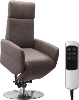 Cavadore TV-Sessel Cobra mit 2 E-Motoren und Aufstehhilfe / Elektrischer Fernsehsessel mit Fernbedienung / Relaxfunktion, Liegefunktion / bis 130 kg / M: 71 x 110 x 82 / Lederoptik Dunkelbraun