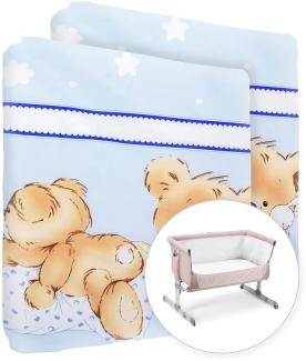 Baby Comfort Spannbetttuch für Kinderbett, 100 % Baumwolle, für 83 x 50 cm, Mika-Blau, 2 Stück