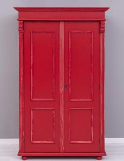 Casa Padrino Landhausstil Shabby Chic Kleiderschrank Antik Rot 110 x 58 x H. 180 cm - Massivholz Schlafzimmerschrank mit 2 Türen - Schlafzimmer Möbel - Shabby Chic Möbel - Landhausstil Möbel