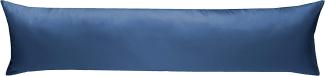 Mako-Satin Seitenschläferkissen Bezug uni / einfarbig Jeans Blau 40x145 cm von Bettwaesche-mit-Stil