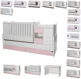 Lorelli Babybett, Jugendbett 3 in 1 Mini Max umbaubar, für 2 Kinder gleichzeitig pink