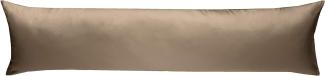 Bettwaesche-mit-Stil Mako-Satin Seitenschläferkissen Bezug aus 100% Baumwolle (Baumwollsatin) Uni/einfarbig (40 cm x 145 cm, Hellbraun)