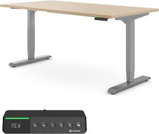 Desktopia Pro X - Elektrisch höhenverstellbarer Schreibtisch / Ergonomischer Tisch mit Memory-Funktion, 7 Jahre Garantie - (Ahorn, 160x80 cm, Gestell Grau)