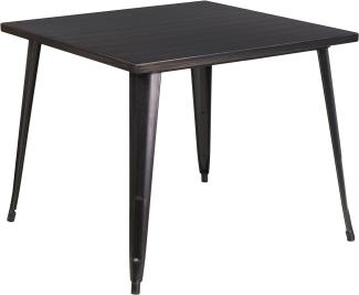 Flash Furniture Commercial Grade 35. 5" Square Metal Indoor-Outdoor Table, Black-Antique Gold