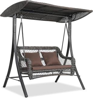 wuuhoo® Hollywoodschaukel Audrey 2 - Sitzer mit Sitzauflage - Gartenschaukel aus Polyrattan und verstellbarem Dach, wetterfeste Gartenmöbel