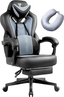 Vigosit Gaming Stuhl- Gamer Stuhl mit Fußstütze, Mesh PC Bürostuhl mit massagefunktion, Ergonomische Reclining Gamer Computer Stuhl 150 kg belastbarkeit, Groß und hoch Büro Gaming Sessel (Hellgrau)