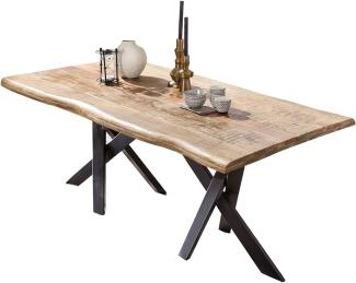TABLES&CO Tisch 200x100 Mangoholz Natur Metall Schwarz