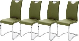Robas Lund Esszimmerstühle 4er set, Schwingstuhl belastbar bis 120 kg, Stuhl Olive, Komfortsitzhöhe 47 cm