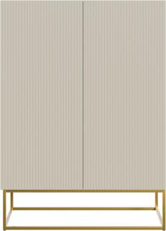 Selsey Veldio - Highboard 2-türig, Graubeige Taupe mit goldenem Metallgestell, 90 cm breit