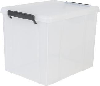 Iris Ohyama, Aufbewahrungsbox aus Kunststoff, 38 l Büro-Aufbewahrungsbox, BPA-frei, MBX-38, transparent, stapelbar, Verschlussclips ? B45 x T35 x H34,5 cm