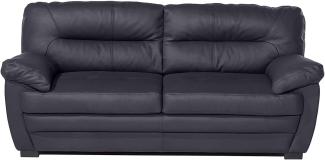 Mivano 3er-Sofa Royale / Zeitlose, bequeme Ledercouch mit hoher Rückenlehne / 190 x 86 x 90 / Lederimitat, Schwarz