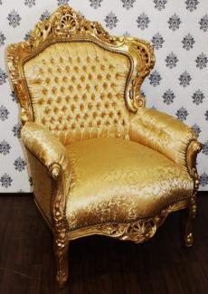 Casa Padrino Barock Sessel King Gold Muster / Gold - Möbel Antik Stil