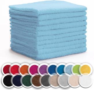 NatureMark 10er Pack Waschlappen | 100% Baumwolle | Frottier Seiflappen | Größe 30 x 30 cm | Frottee Seiftücher im 10er Pack Farbe: Hell blau