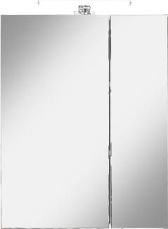 Pelipal Badezimmer-Spiegelschrank Quickset 354 in Weiß Seidenglanz/Weiß Miniperl mit LED-Beleuchtung, 55 cm breit | Badschrank mit Spiegel, 2 Türen und 2 Einlegeböden