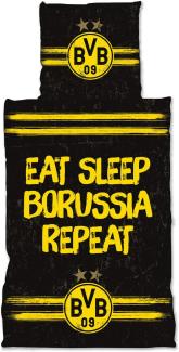 BVB Borussia Dortmund Bettwäsche Eat. Sleep. Borussia. Repeat. 135 x