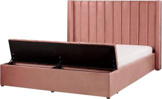 Wasserbett mit Stauraum Samt pastellrosa 160 x 200 cm NOYERS