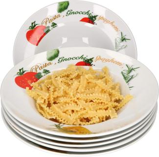 6er Pastateller-Set Milano Aufdruck Ø27cm Porzellan-Teller Gastro Nudeln Pasta Gnocchi Spaghetti